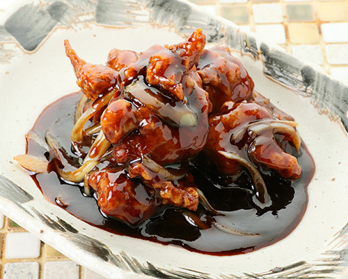 鶏肉の黒酢炒め